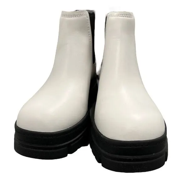 UGG BOOTS WOMEN'S 8 WHITE LEATHER ASHTON CHELSEA  Waterproof Pull-on