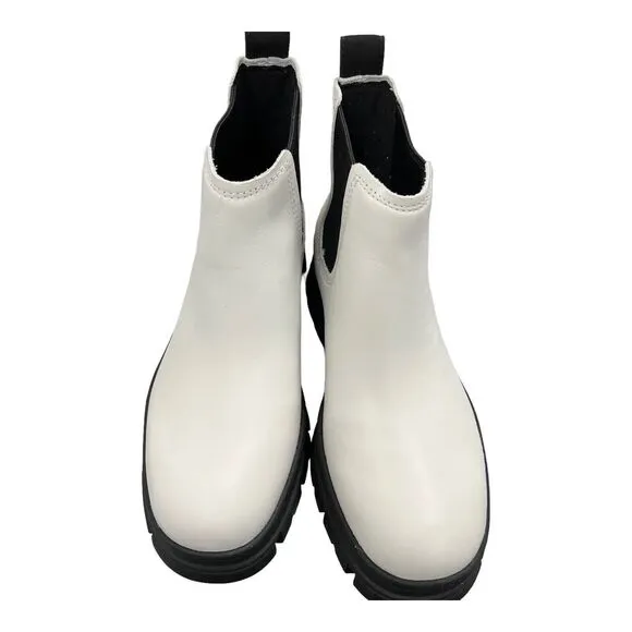 UGG BOOTS WOMEN'S 8 WHITE LEATHER ASHTON CHELSEA  Waterproof Pull-on