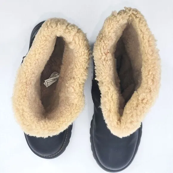 UGG Brooks Tall Boots Womens Size 6 Black Leather Shearling 5490 Winter Snow