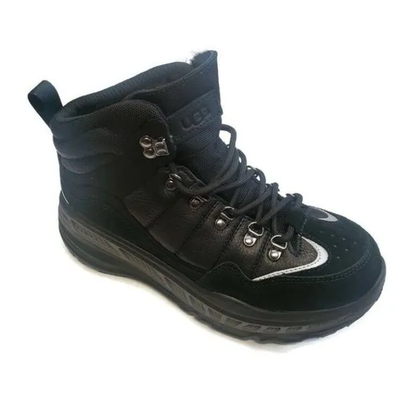 UGG CA805 Hiker Weather Sneaker Boots Waterproof Leather Black Mens 8 Womens 9.5