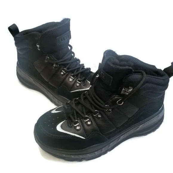 UGG CA805 Hiker Weather Sneaker Boots Waterproof Leather Black Mens 8 Womens 9.5