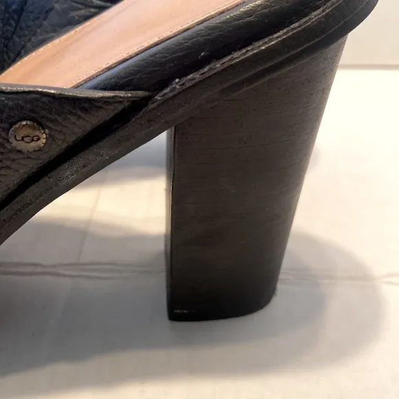 Ugg Celia Black Leather Sandals Size 10