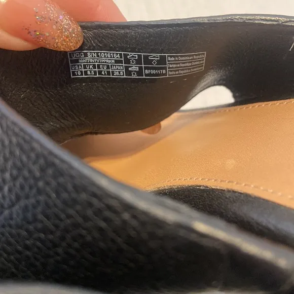 Ugg Celia Black Leather Sandals Size 10