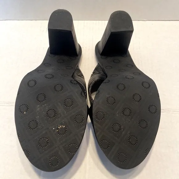 Ugg Celia Black Leather Sandals Size 10