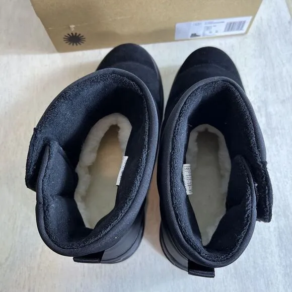UGG CLASSIC KLAMATH MINI SUEDE TEXTILE WATERPROOF BLACK BOOTS SIZE WOMEN 7‎ NEW