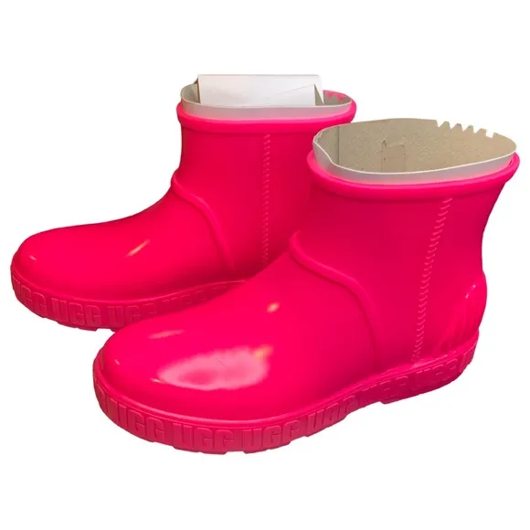 UGG Girls Pink K Drizlita Waterproof Rain Boots Big Kids Size 5
