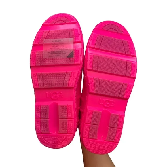 UGG Girls Pink K Drizlita Waterproof Rain Boots Big Kids Size 5