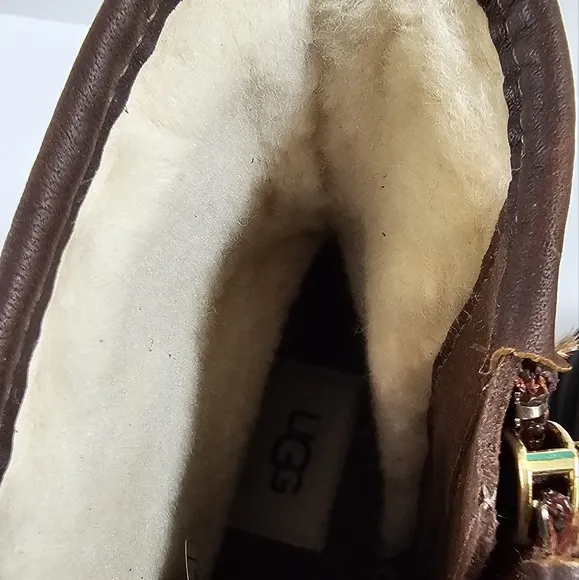 UGG Hapsburg Hiker Brown Waterproof Boots Women's Size 10 Side Zip Lined 1130832