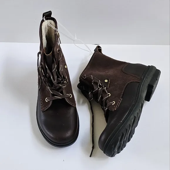 UGG Hapsburg Hiker Brown Waterproof Boots Women's Size 10 Side Zip Lined 1130832