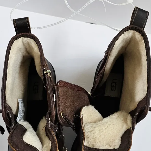 UGG Hapsburg Hiker Brown Waterproof Boots Women's Size 10 Side Zip Lined 1130832