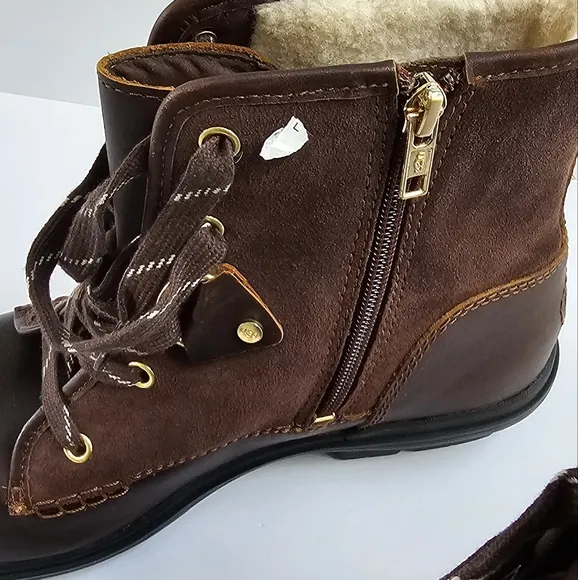 UGG Hapsburg Hiker Brown Waterproof Boots Women's Size 10 Side Zip Lined 1130832