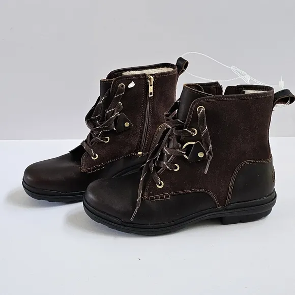 UGG Hapsburg Hiker Brown Waterproof Boots Women's Size 10 Side Zip Lined 1130832