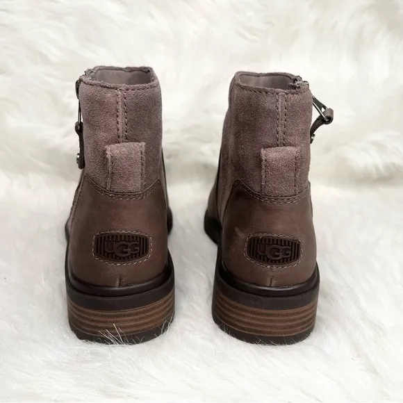 UGG Harrison Zip Booties Thunder Cloud Leather 9.5