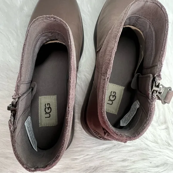 UGG Harrison Zip Booties Thunder Cloud Leather 9.5