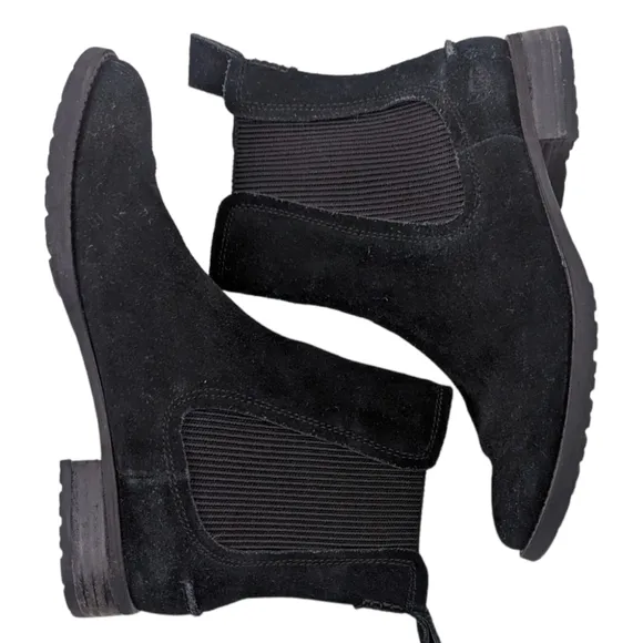 UGG Hillhurst Chelsea Boot Suede Leather Ankle Boots Flats Womens 6.5 Black