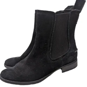 UGG Hillhurst Chelsea Boot Suede Leather Ankle Boots Flats Womens 6.5 Black