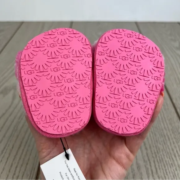 UGG Infant Fluff Yeah Furry Fuzzy Sandals 0/1 XS 0-6 months Pink Marble $55