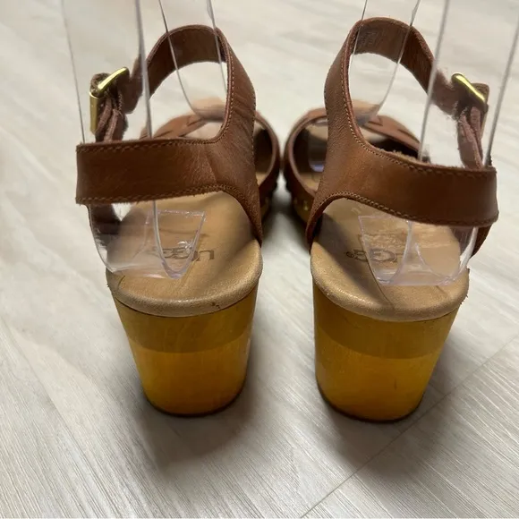 Ugg Janie Brown Leather Clog Sandal Womens‎ Size 6 Studded.