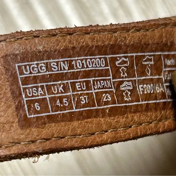 Ugg Janie Brown Leather Clog Sandal Womens‎ Size 6 Studded.