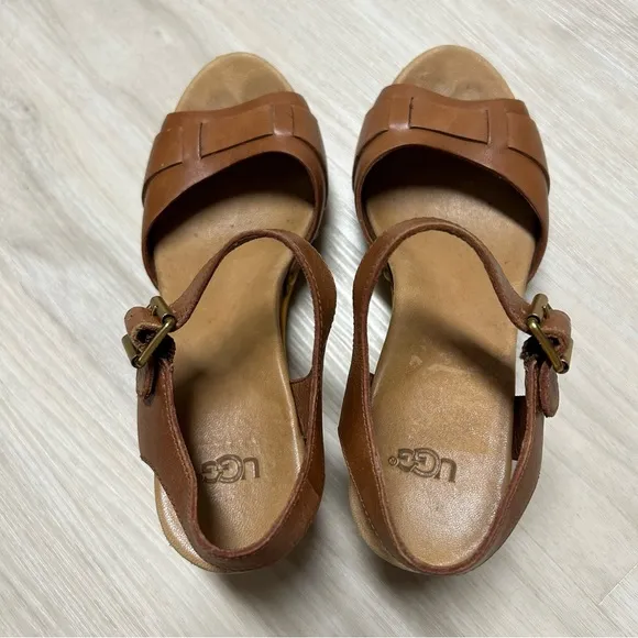 Ugg Janie Brown Leather Clog Sandal Womens‎ Size 6 Studded.