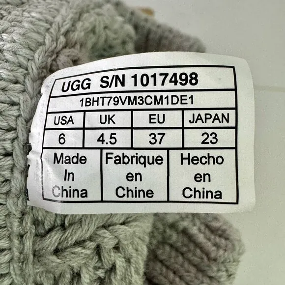 UGG Kalla Knit Gray Knot Boots Women's Size 6