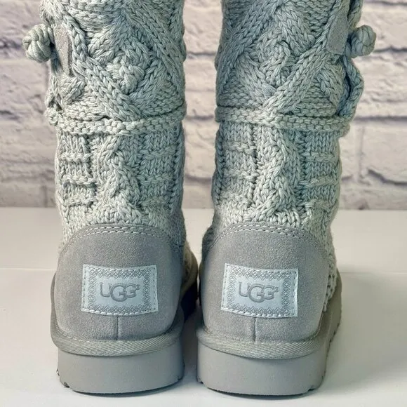 UGG Kalla Knit Gray Knot Boots Women's Size 6