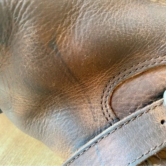 UGG Kensington Leather Boots Brown Moto Sherpa Leather Sheepskin Biker S/N 1969
