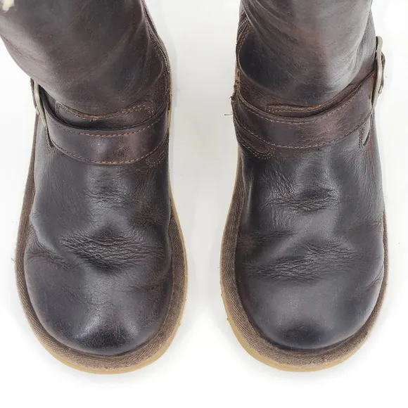 UGG Kensington Tall Boots Toddler Size 11 Brown Leather Double Buckle Winter
