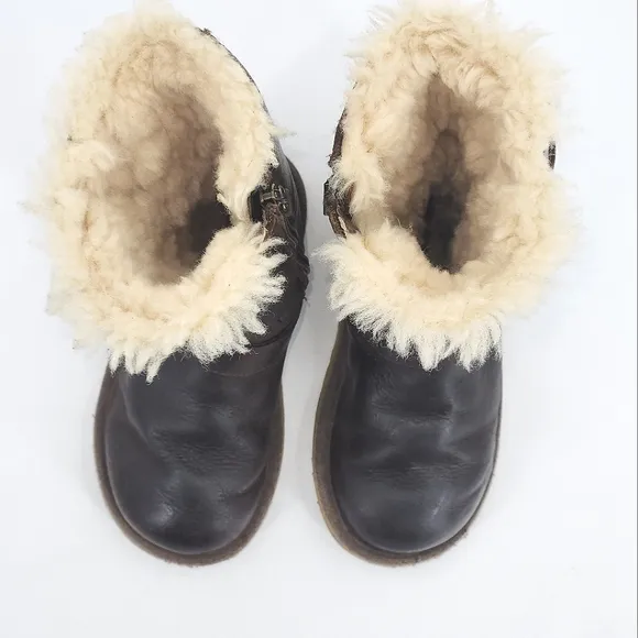UGG Kensington Tall Boots Toddler Size 11 Brown Leather Double Buckle Winter