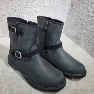 UGG Kinzey Women's Size 6 US Black Leather Side Zip Waterproof Moto Boots