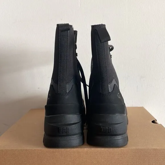 UGG Lug Platform Lace-Up Combat Boots Black Women Size 7