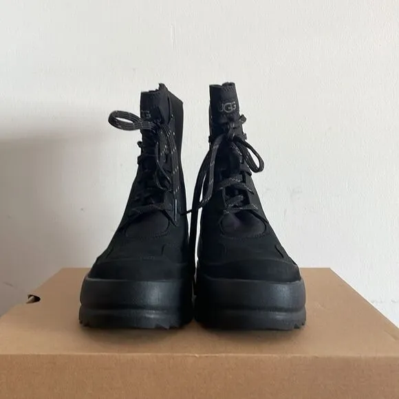 UGG Lug Platform Lace-Up Combat Boots Black Women Size 7