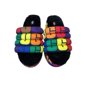 UGG PRIDE Maxi SLIDE RAINBOW LOGO SLIP ON PUFF SANDALS Women Size US 7