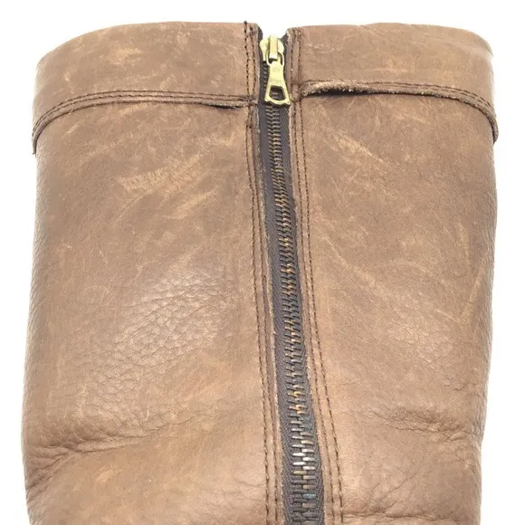 UGG Retro Cargo III Pocket Chestnut Brown Leather/Suede Sherpa Tall Boots, Sz 5
