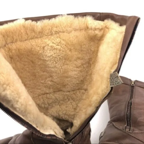 UGG Retro Cargo III Pocket Chestnut Brown Leather/Suede Sherpa Tall Boots, Sz 5
