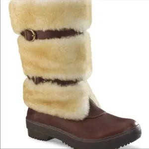 UGG SHEARLING WATERPROOF LEATHER LILYA TALL BUCKLE BOOTS SIZE 7 EUC