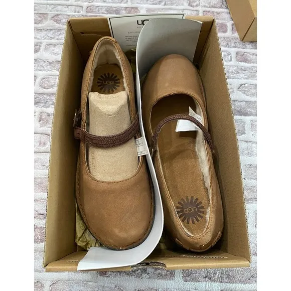 UGG W Kandace Mary Jane Style Shoes Brown 10 Leather Lined New In Box