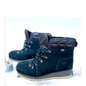 UGG Women’s Birch Black Suede Lace up Boots Waterproof Snow Ski Winter Sz 10