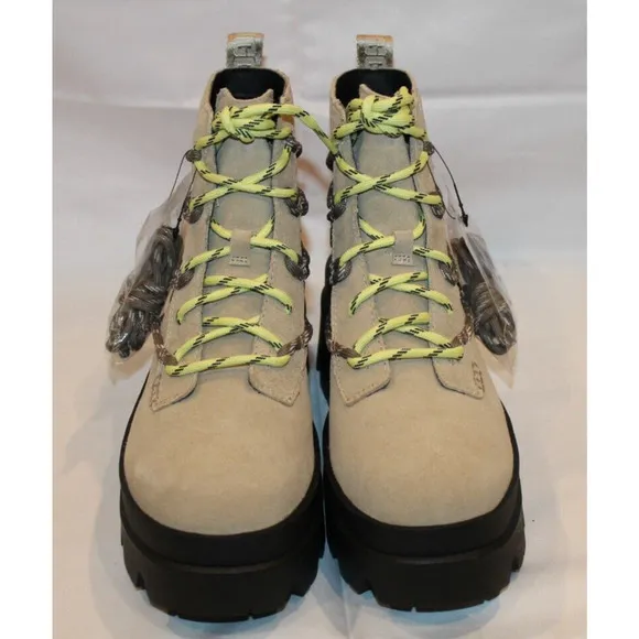 UGG WOMEN'S BRISBANE SUEDE LACE UP PLATFORM WATERPROOF‎ BOOTS MUSTARD SEED 8 NEW