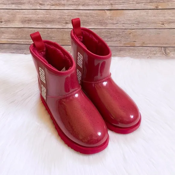 UGG Women’s Classic Clear Mini Waterproof Boots In Ribbon Red