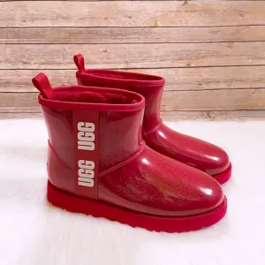 UGG Women’s Classic Clear Mini Waterproof Boots In Ribbon Red