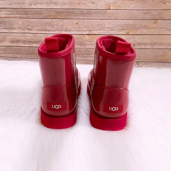 UGG Women’s Classic Clear Mini Waterproof Boots In Ribbon Red
