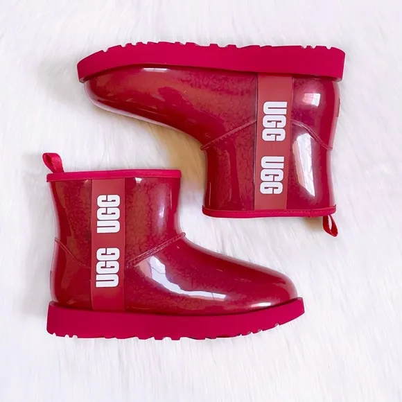 UGG Women’s Classic Clear Mini Waterproof Boots In Ribbon Red