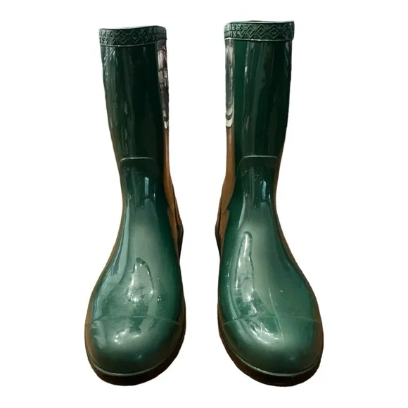UGG Womens Raana Green Waterproof Round Toe Mid Calf Comfort Rain Boots Sz US 6