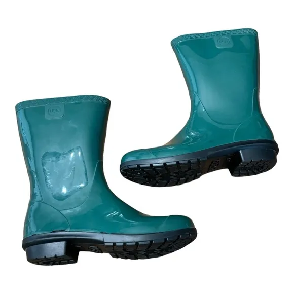 UGG Womens Raana Green Waterproof Round Toe Mid Calf Comfort Rain Boots Sz US 6