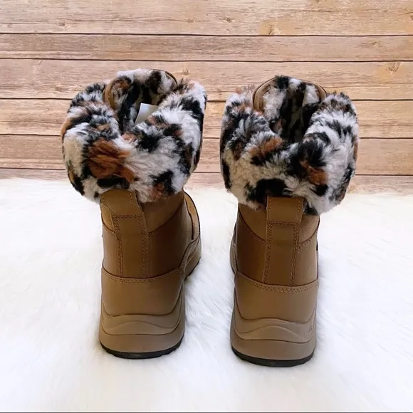 UGG Women’s Zaylee Leopard Waterproof Chestnut Leather Boots