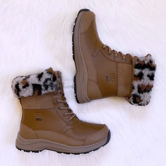 UGG Women’s Zaylee Leopard Waterproof Chestnut Leather Boots