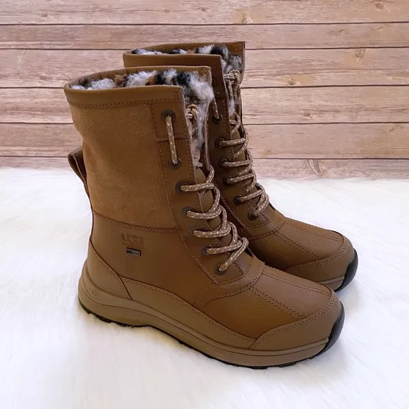 UGG Women’s Zaylee Leopard Waterproof Chestnut Leather Boots