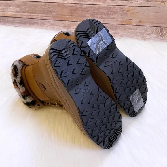 UGG Women’s Zaylee Leopard Waterproof Chestnut Leather Boots