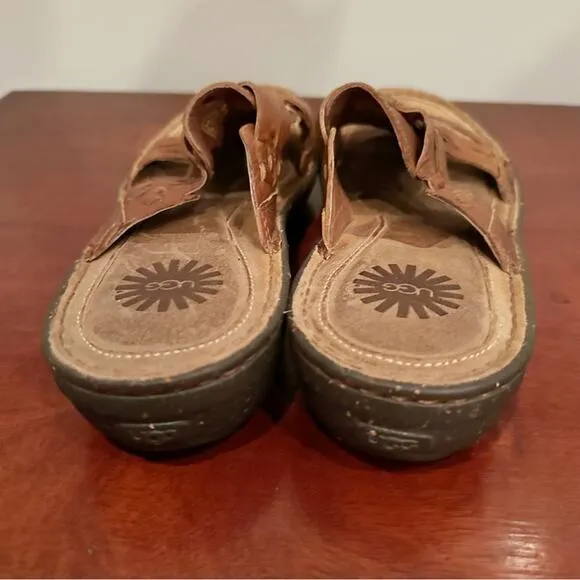 UGG WOMENS Keala Leather Weave Sandals Brown 1006539 Summer Shoe Sz 9